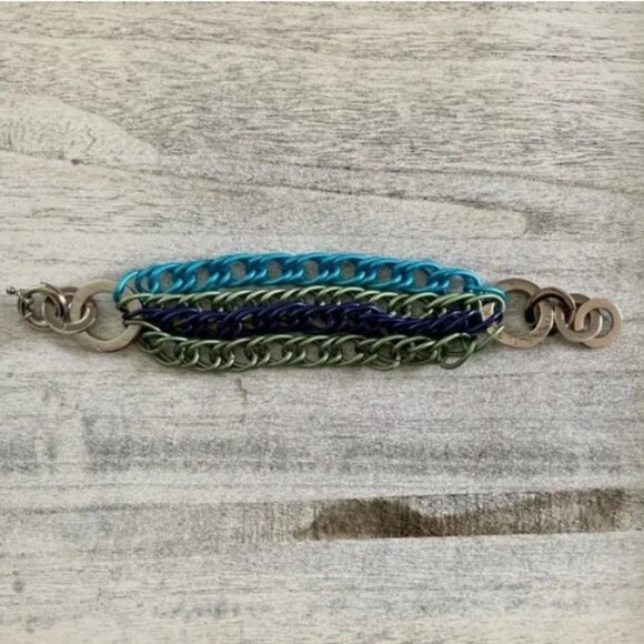 Dyrberg/Kern Palett multi-coloured aluminum link bracelet Worn Once - Picture 3 of 3